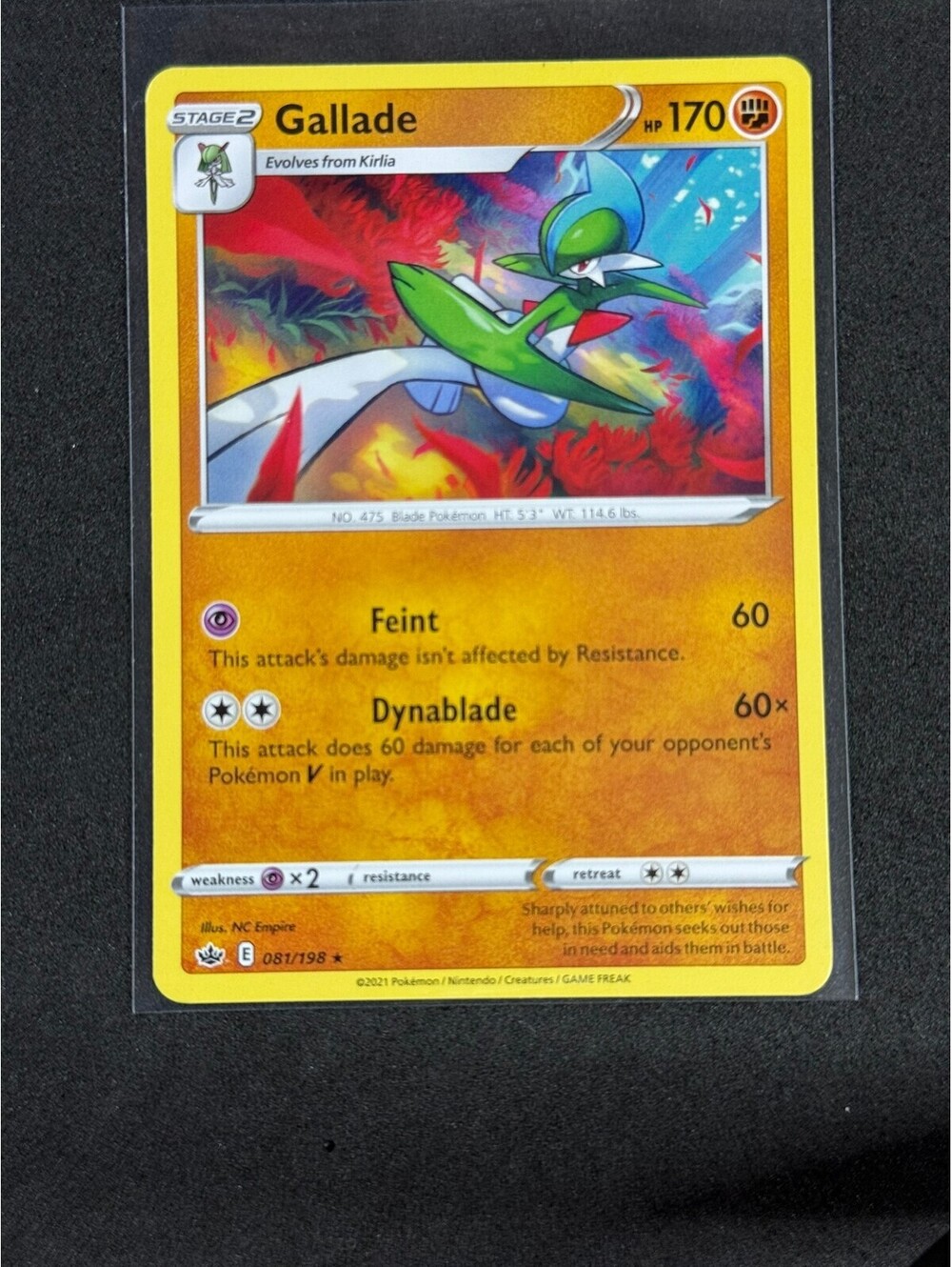 Gallade Pokémon Trading Card - Stage 2 - HP 170 - Feint and